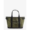 Nylon shoulder bag with logo label on the bottom