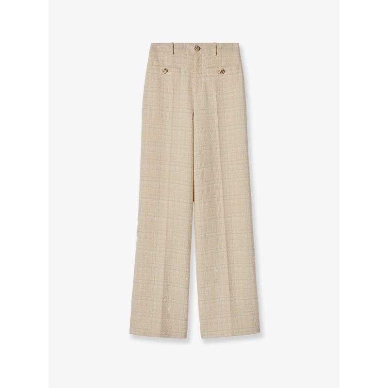 Cotton blend trousers with checked pattern