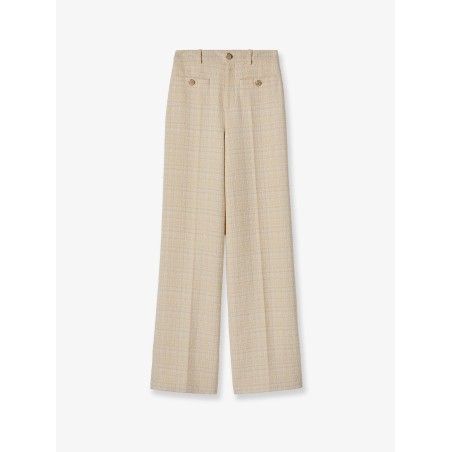 Cotton blend trousers with checked pattern