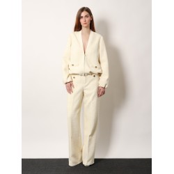 Cotton blend trousers with checked pattern