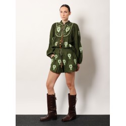 Green heart tapestry embroidered lenzing™ ecovero™ euroflax™ shorts