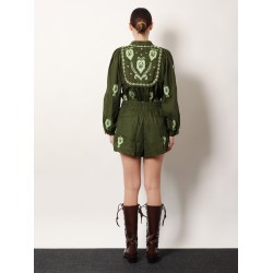 Green heart tapestry embroidered lenzing™ ecovero™ euroflax™ shorts