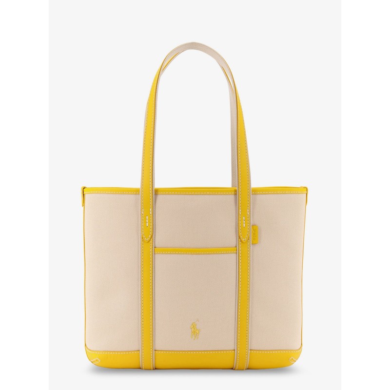 Canvas shoulder bag with embroidered logo on the front