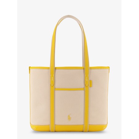 Canvas shoulder bag with embroidered logo on the front