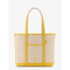 Canvas shoulder bag with embroidered logo on the front