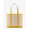 Canvas shoulder bag with embroidered logo on the front