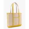 Canvas shoulder bag with embroidered logo on the front