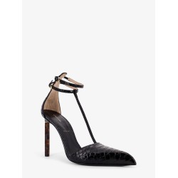 Python-effect leather pumps
