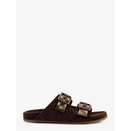 Urchin suede and synthetic fabric sandals