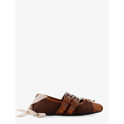 Canvas and leather blend ballerinas