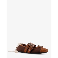 Canvas and leather blend ballerinas