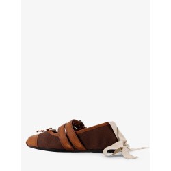 Canvas and leather blend ballerinas