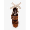Canvas and leather blend ballerinas