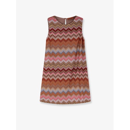 Short viscose dress with chevron pattern
