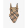 Nylon one-piece swimsuit with check print