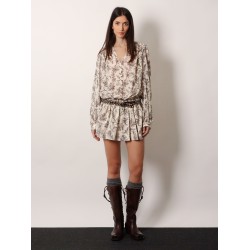 Short cotton dress with floral pattern