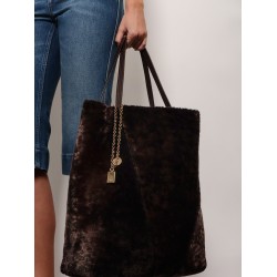 Spin shearling shoulder bag