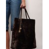 Spin shearling shoulder bag