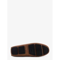 Suede loafer with leather inserts