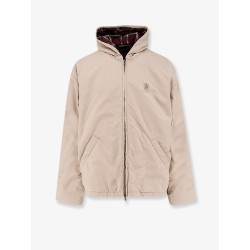 Cotton blend jacket with embroidered logo on the front
