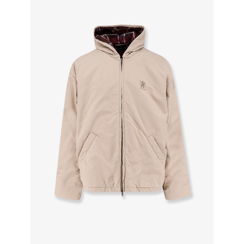 Cotton blend jacket with embroidered logo on the front