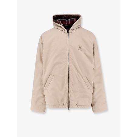 Cotton blend jacket with embroidered logo on the front