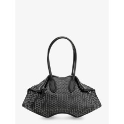 Manta leather shoulder bag with all-over metal details