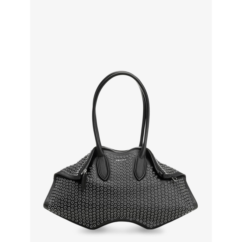 Manta leather shoulder bag with all-over metal details