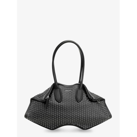Manta leather shoulder bag with all-over metal details