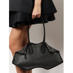 Manta leather shoulder bag with all-over metal details