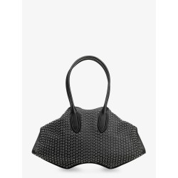 Manta leather shoulder bag with all-over metal details