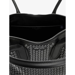 Manta leather shoulder bag with all-over metal details