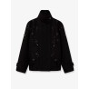 Black denim jacket with floral details in sequins and crystals