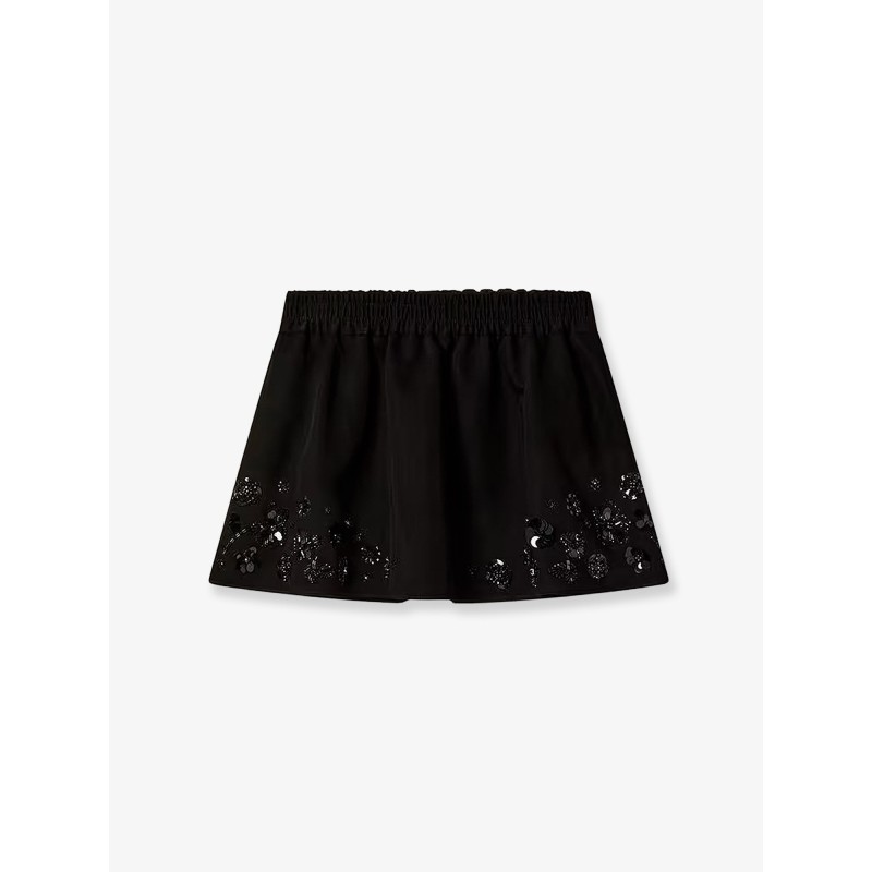 Cotton blend midi skirt with floral sequin and crystal details