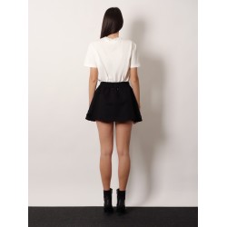 Cotton blend midi skirt with floral sequin and crystal details