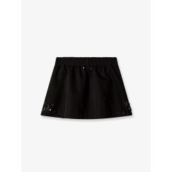 Cotton blend midi skirt with floral sequin and crystal details
