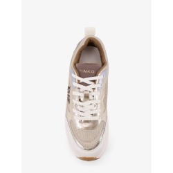 Pink leather sneakers with nylon inserts