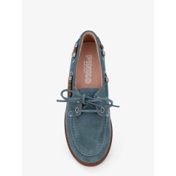 Grace suede loafers with metal lettering logo