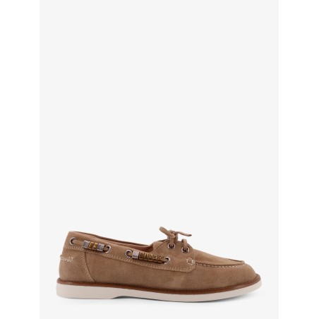 Grace suede loafers with metal lettering logo