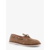 Grace suede loafers with metal lettering logo