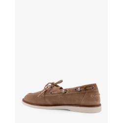 Grace suede loafers with metal lettering logo