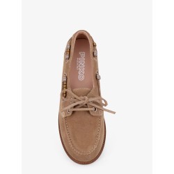 Grace suede loafers with metal lettering logo