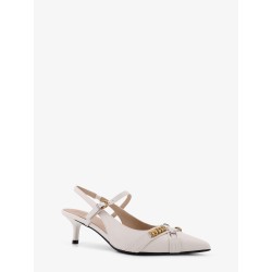 Gloria 18 leather pump with metal lettering detail