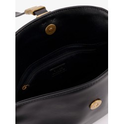 Leather shoulder bag with metal detail with engraved logo