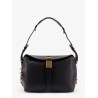 Leather shoulder bag with metal logo detail