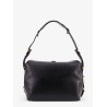 Leather shoulder bag with metal logo detail