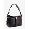 Leather shoulder bag with metal logo detail