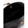 Leather shoulder bag with metal logo detail