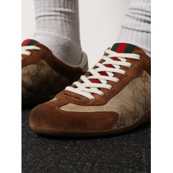 Gucci Shift suede sneakers with GG Supreme Fabric inserts