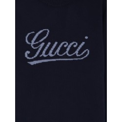 Wool sweater with frontal embroidered logo